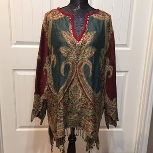 Soft Surroundings Boho Fringed Tunic Shirt 3x